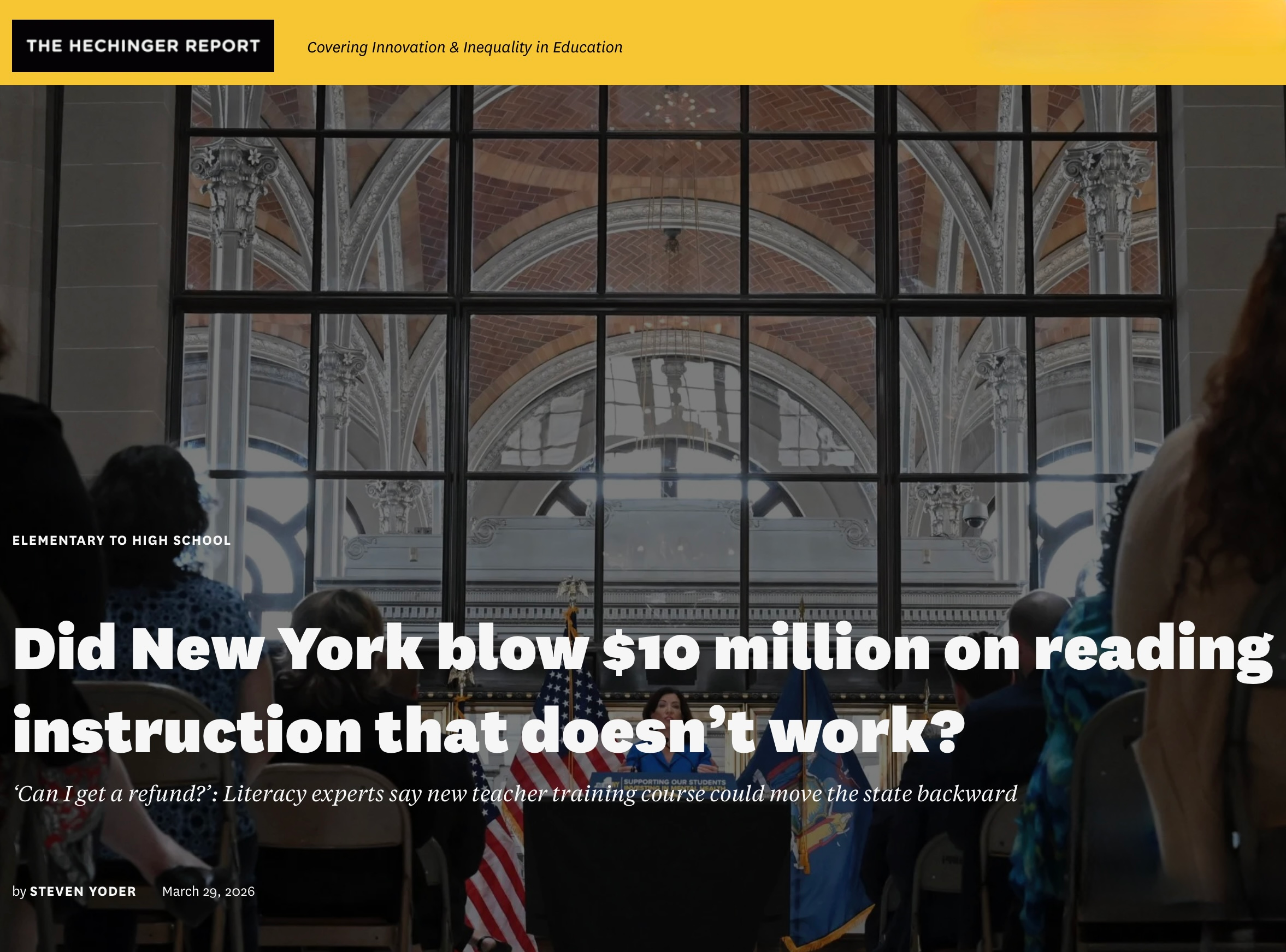 LI Literacy Coalition Founder Quoted in National Investigation of NY’s $10 Million Reading Initiative